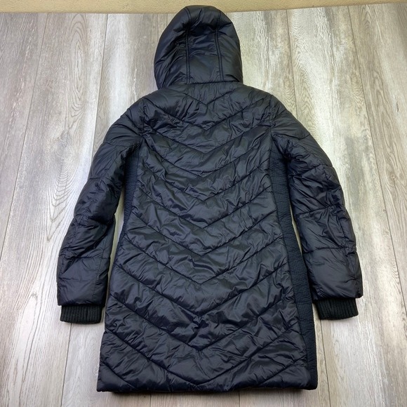 Abercrombie & Fitch Parka Jacket Womens Small Black Hoodie Puffer Coat Long - Picture 12 of 14